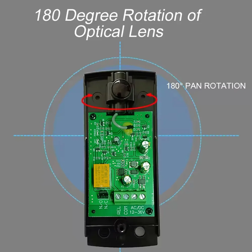 180 Degree Rotation of Optical Lens Outdoor 15m Photocell Sensor 36v 24v Automatic Door Photocell Wired Type