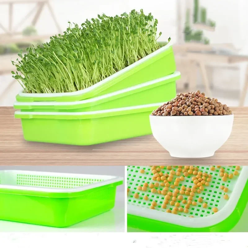 

1pack Upgrade Deepened Seedling Tray Seed Starter Green Tray Double Layer Cultivation for Gardening Bonsai Cat Grass Hydroponics