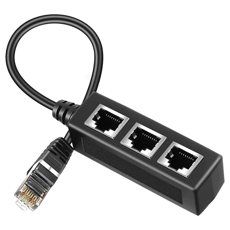 

Rj45 Ethernet Splitter Adapter Ethernet Splitter 1 To 3 For Home, Office, School Network Expansion Black 1 PCS