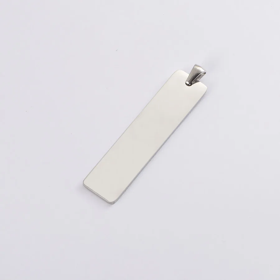 

5Pcs/Lot 12*50mm Mirror Polish Stainless Steel Rectangle Charms Blank Bar DIY Making Necklace Keychain Jewelry Accessories