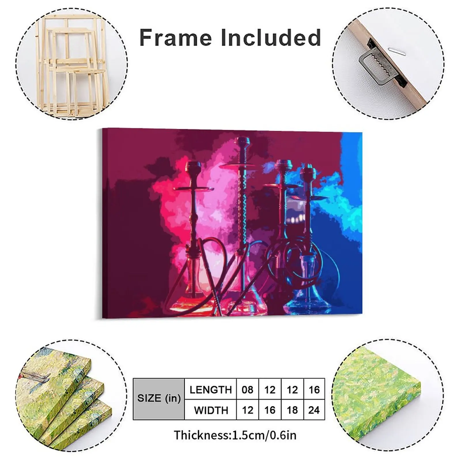 Shisha Hookah Canvas Painting Plaques Garage Wall Decor Character Bar Home Framed Wall Paintings