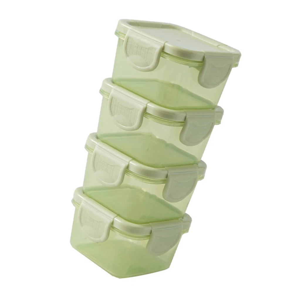

4pcs Mini Food Storage Containers Vegetable Boxes for Fridge Meal Prep Box Dust-proof PP Material Easy Clean