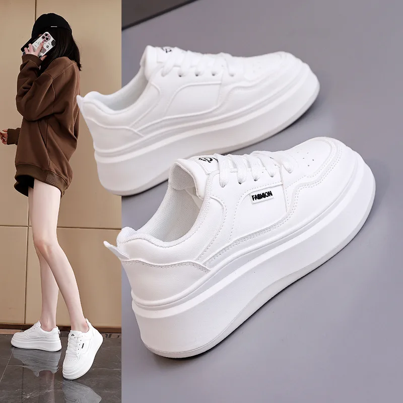 

Women Vulcanized Shoes Comfortable New Style Thick Sole High-end Feeling Fashionable and Casual Board Shoes