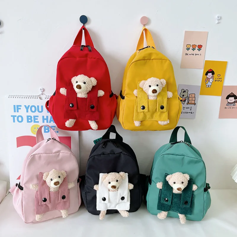 Children School Bags Cartoon Cute Bear Nylon Toddler Kids Backpack Kindergarten Boys Girls Mini Book Bag Holiday Gifts New