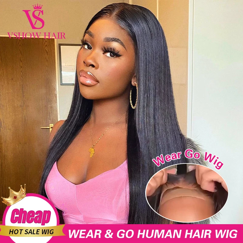 

Straight Glueless 4x6 HD Pre Plucked Lace Closure Wig Human Hair Ready To Go Glueless Brazilian Wigs On Sale For Women Raw Hair