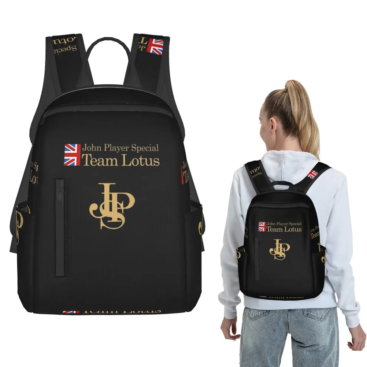 

JPS John Player Special Team Backpack Large Capacity Boys Girls BookBag School Bag Shoulder Bags for Men Women