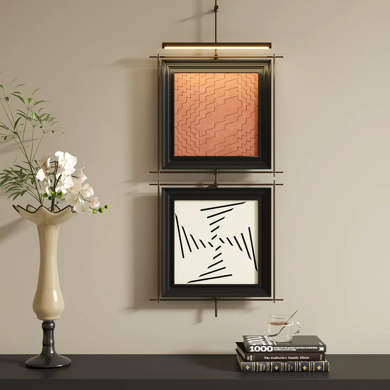 Modern Metal Pole Led Decorative Painting Home Decoration Living Room Bedroom Villa Dining Room Corridor Wall Painting Light