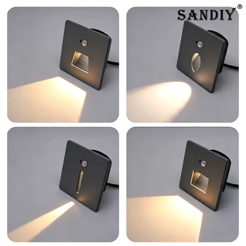 SANDIY Embedded Sensor Footlights Outdoor And Indoor Smart, Magnetic Panel, 86 Boxes Of Dimming Footlights Gray