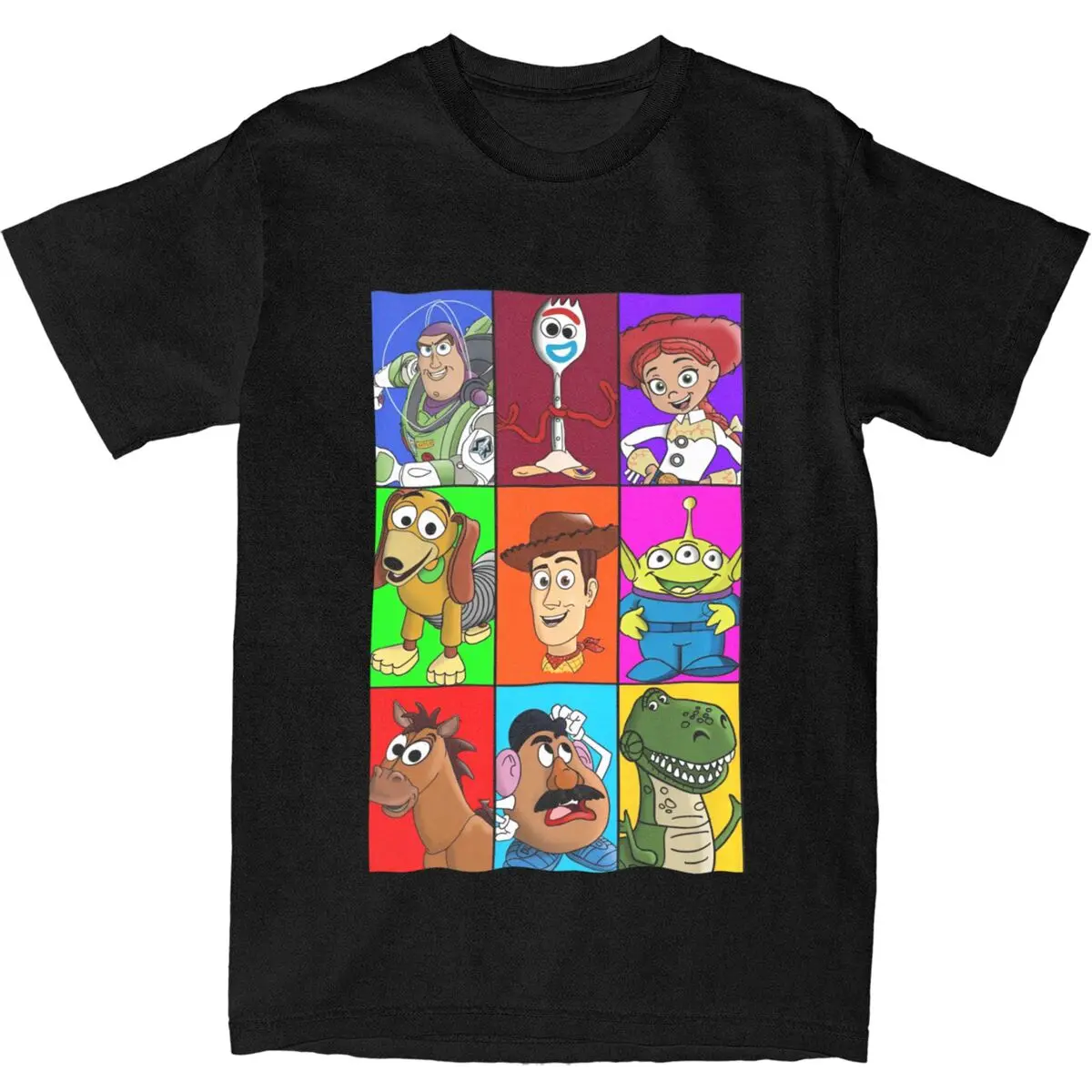 Pixar Panels Toy Story T Shirt Men Buzz Lightyear Vintage Cotton T-Shirt Summer O Neck Hip Hop Tees Custom Logo Oversize Clothes