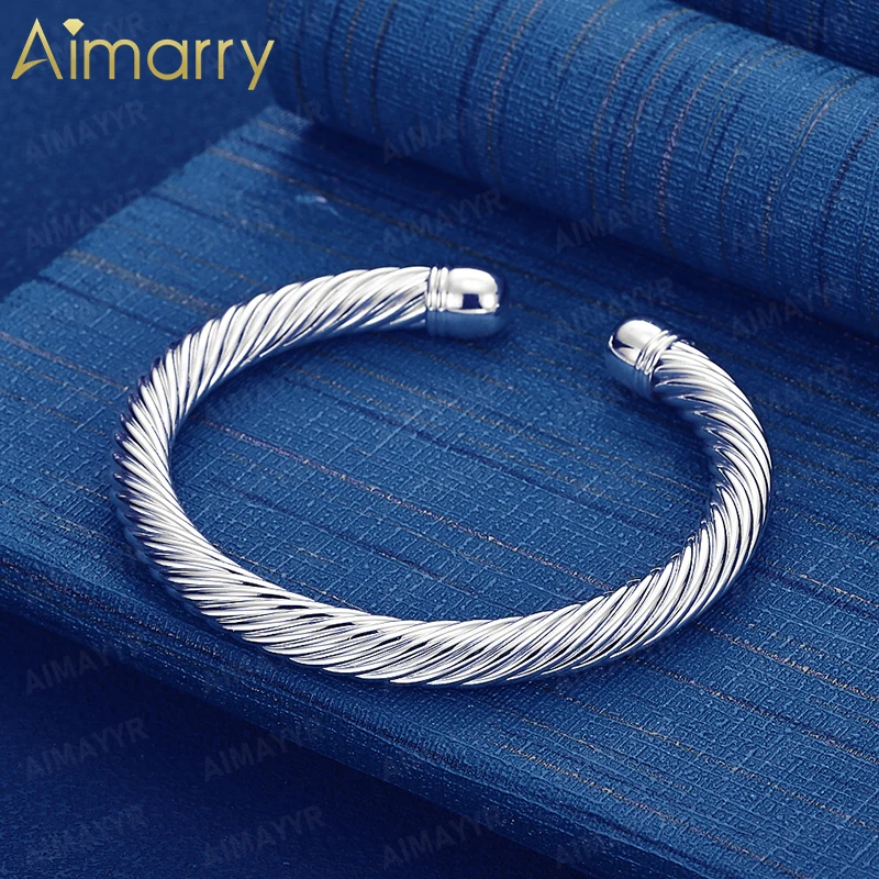 925 Sterling Silver Classic Twisted Rope Texture Bracelet for Women's Parties Banquets Weddings High-quality Fashion Jewelry