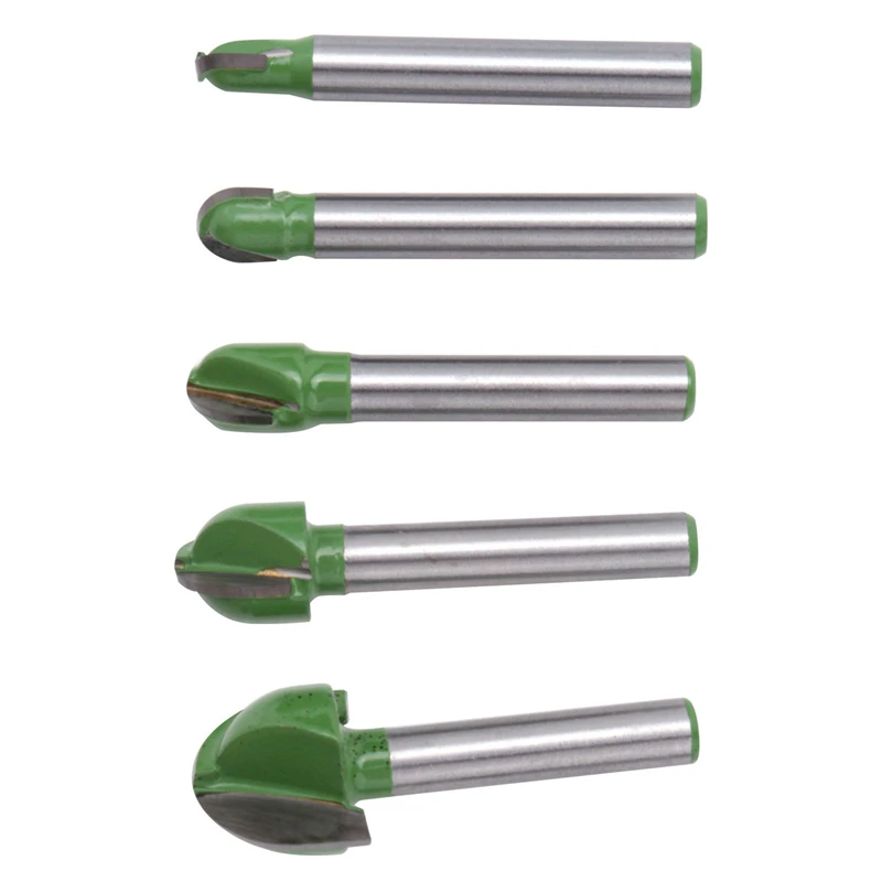 5 قطعة 6 مللي متر عرقوب الكرة الأنف راوتر بت مجموعة نهاية مطحنة صندوق كوف مستدير الصلبة كربيد CNC نصف القطر الأساسية طحن بت #1