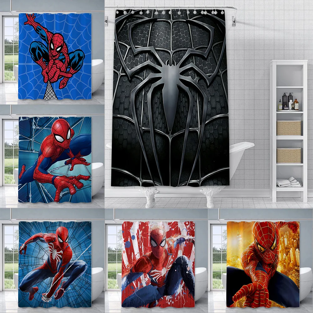 Marvel SpiderMans Shower Curtain Waterproof Polyester Fabric Paint Colorful Bath Curtains Home Bathroom Decor Curtain With Hook