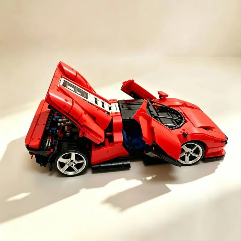 Desktop-Dekoration Rotes Auto-Modell Bauklötze Zusammenbau-Spielzeug für Jungen Mädchen Erwachsene Geburtstag Weihnachten Party Geschenk