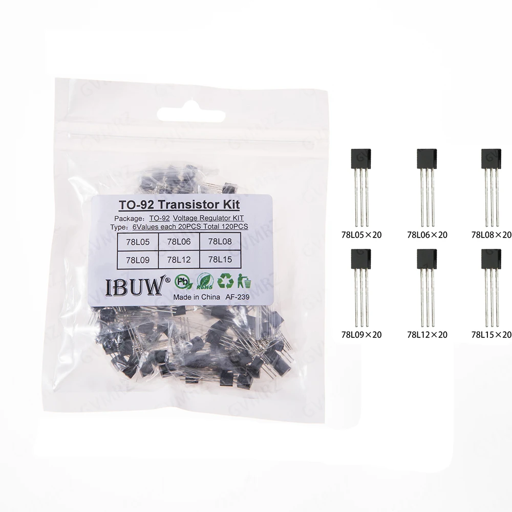 120PCS 10Values TO-92 Transistor Kit (78L05/78L06/78L08/78L15) Voltage Regulator for DIY Electronic Power Supply 78L09/78L12