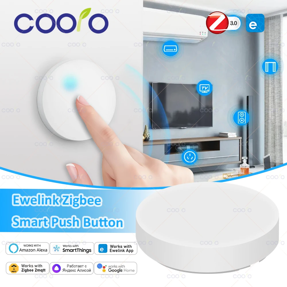 Ewelink ZigBee Button Scene Switch Intelligent Linkage Smart Switch Battery Powered Automation Work With Zigbee Devices Z2M