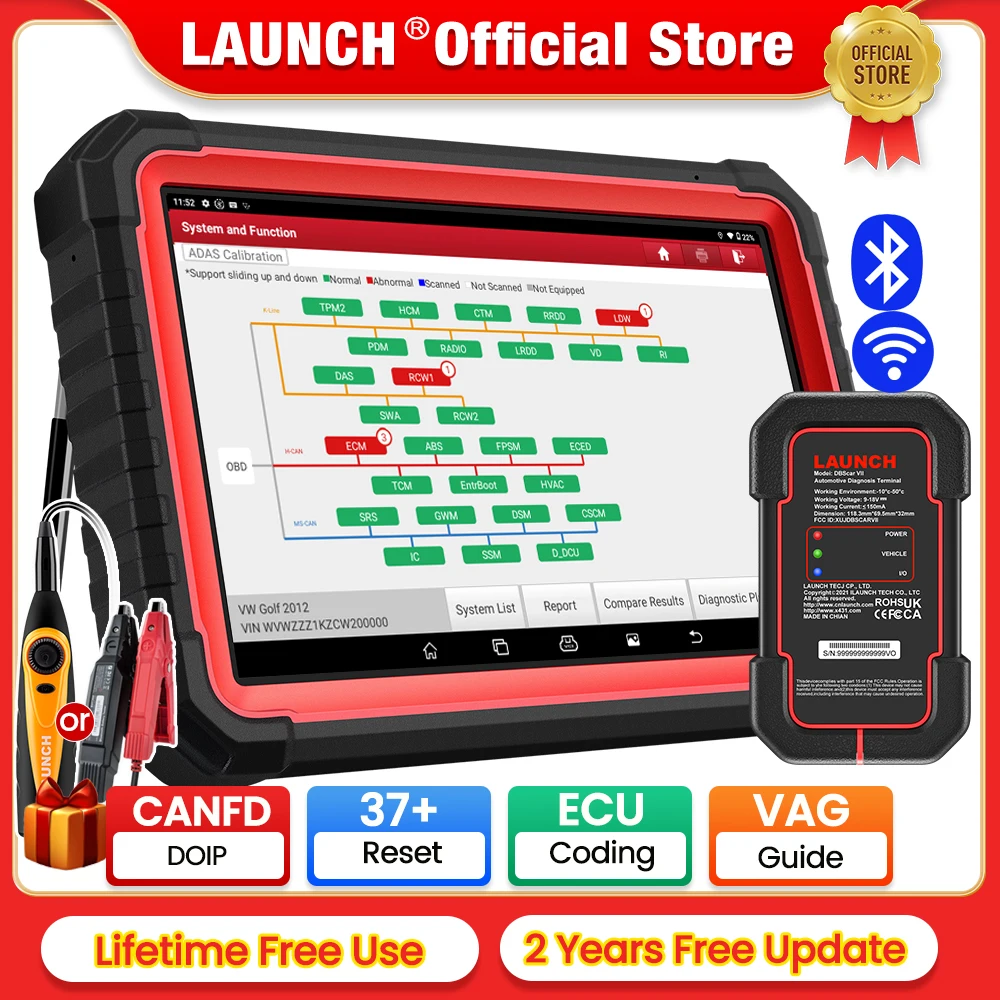 إطلاق X431 PRO3S + V5.0 ماسح ضوئي Obd للسيارة أدوات تشخيصية ثنائية الاتجاه يمكن FD DOIP خريطة الطوبولوجيا نظام كامل تلقائي PRO3S + PLUS