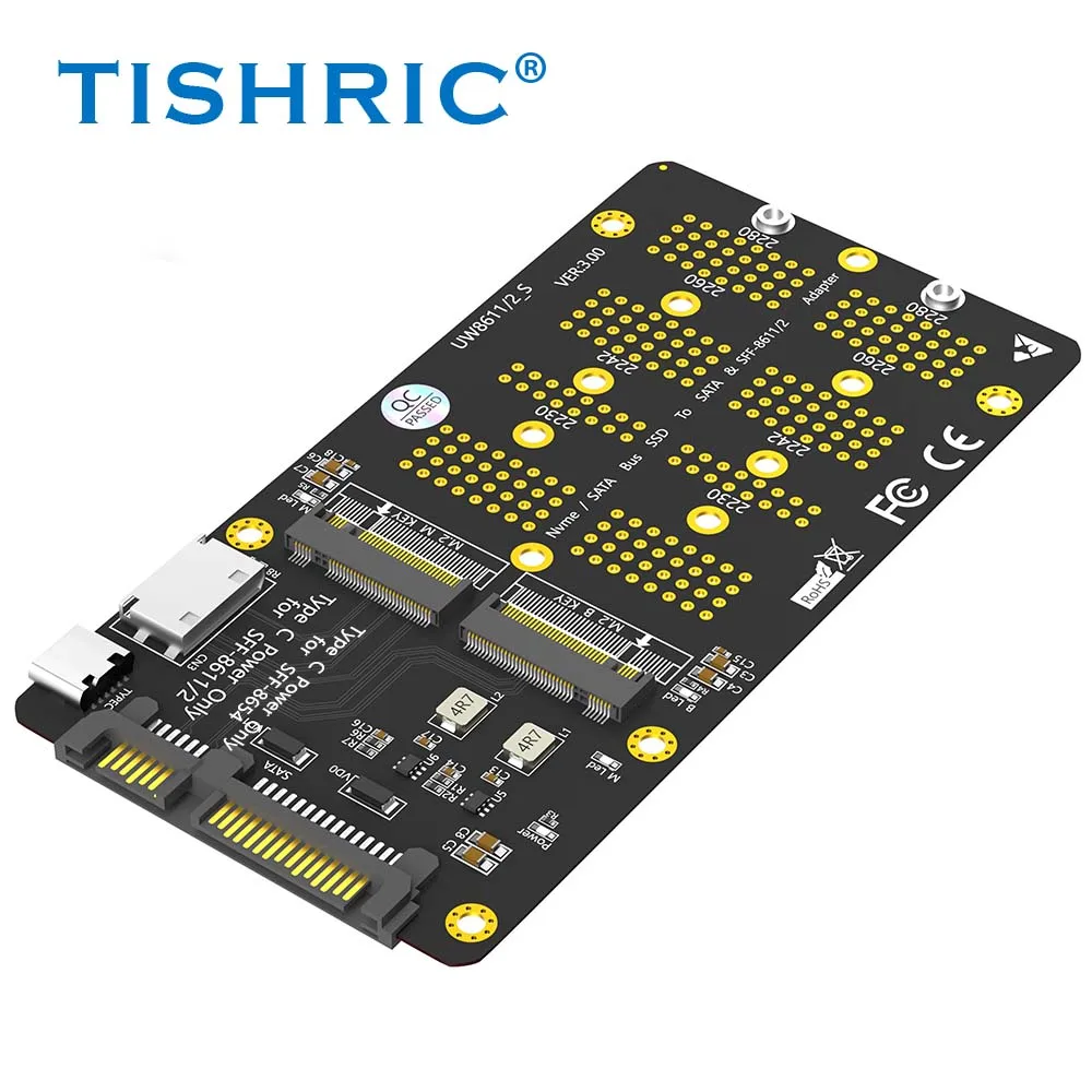 

TISHRIC 2 in 1 Adapter Card M.2(NGFF) NVMe SSD/SATA-Bus SSD to SFF-8611/8612 And SATA Adapter Board Supports Win/Vista/Linux