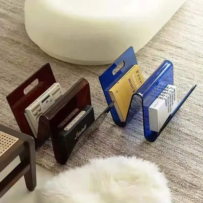 Customized Colored Acrylic W Shaped Magazine Book Display Rack Stand Holder Magazines Display for Home Decoration
