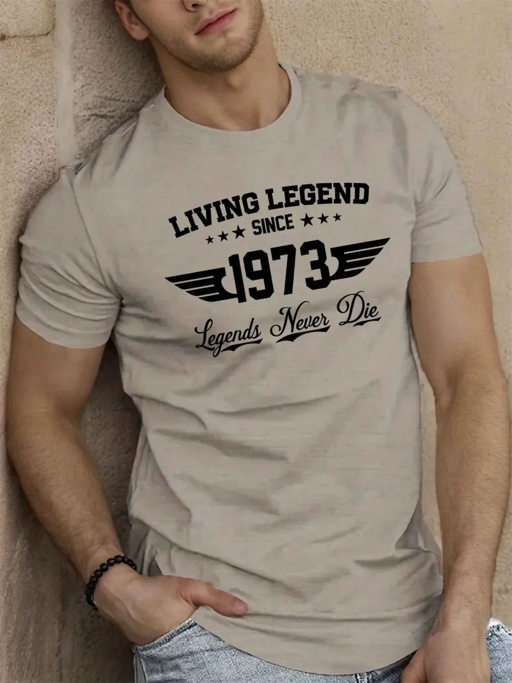 Amerikanischer Stil, neues Sommer-T-Shirt für Herren, 1973, bedruckt, mikroelastisch, atmungsaktiv, Rundhals-T-Shirt, Outdoor-Freizeitoberteil