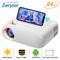 Everycom T3 Support 1080P Mini Projector for Home Theater Projectors Screen Portable LED Beam Projector Android 9.0 Smart Tv