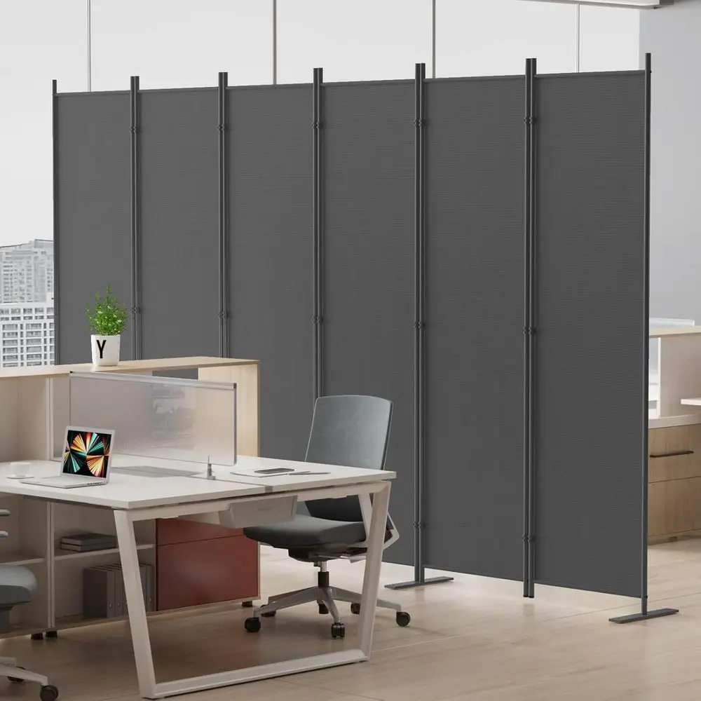 6-Panel Tall Indoor Room Divider, Portable Privacy Screen, Freestanding Partition, 120W x 71H, Grey