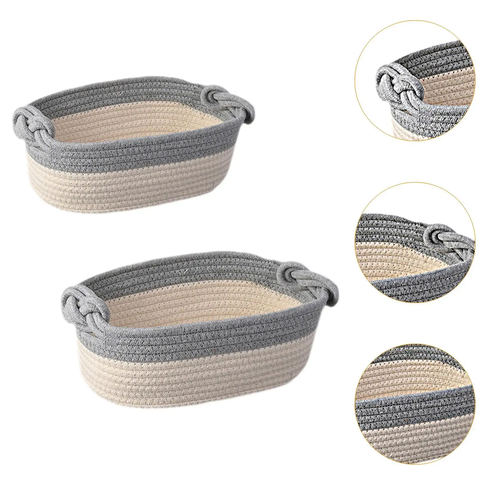 Mir de Rangement en Corde de Coton, Bac pour Cosmétiques, Télécommandes et Clés