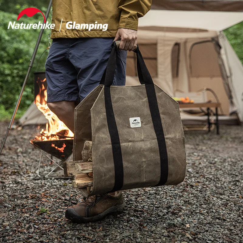 Naturehike Outdoor Camping Canvas Multipurpose Firewood Storage Bag 16A Oil Waxed Canvas Wear Resistant Moisture Proof Tote Bag