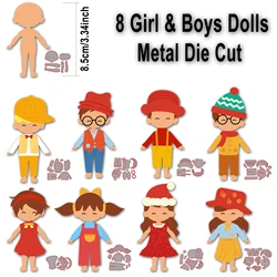 Alinacutle Metal Cutting Dies Cut Doll Boy Girl Clothes Body Set Scrapbooking Paper Craft Album Card Punch Art Knife Art Cutter