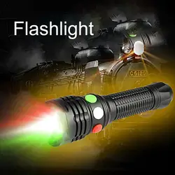 Led Flashlight Emergency Signal Torch High Lumens Red White Green/Yellow Signal Light Camping Hiking Lifesaving Flashlight