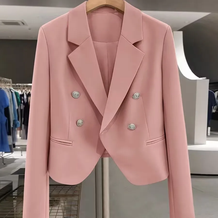 

Women's Jacket Ladies Short Double-breasted Suit Jacket Temperament Spring and Autumn Leisure Fashion Advanced Women's coat