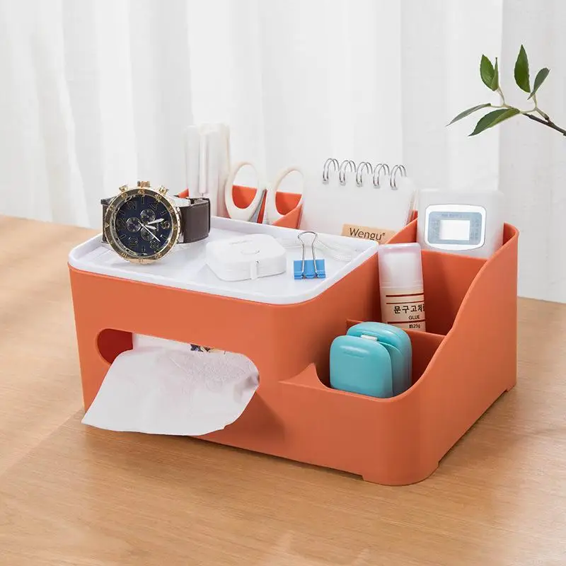 Tissue Box Napkin Holder Remote Control Desk Organizer Office Multifunctional Home Sundries Container Storage Box