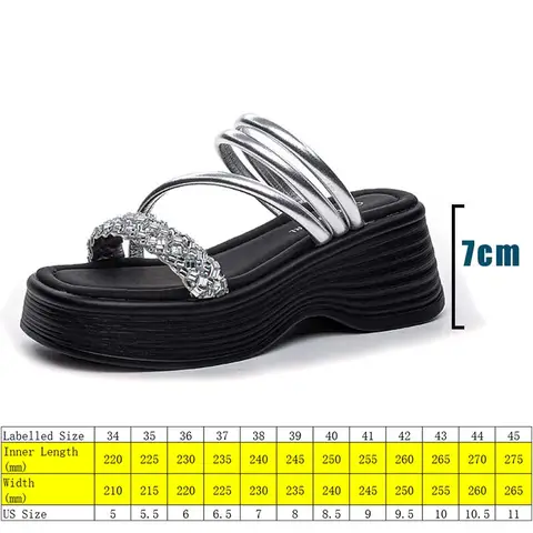 자세히 둘러보기 후진 7cm PU 마이크로파이버 2025 가죽 샌들 플랫폼 웨지 피프토 패션 플랫 하이 브랜드 플랫 슬리퍼 슬립온 여성 신발