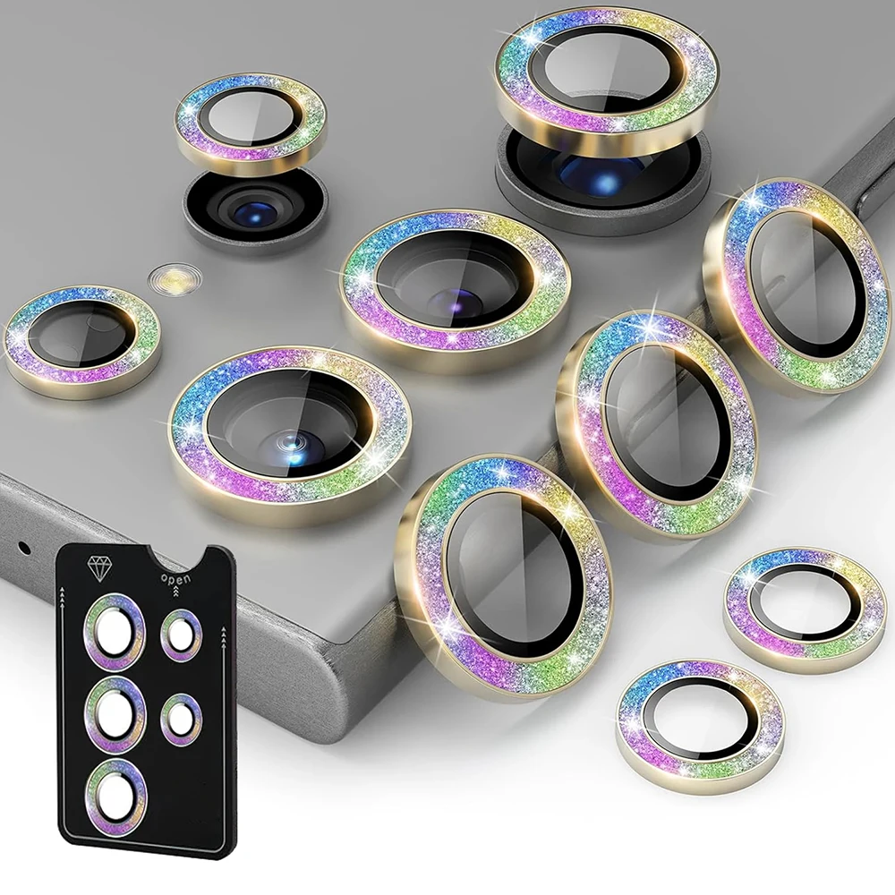 Galaxy S24 Ultra Camera Lens Protector Glitter Bling Individual Aluminium Alloy Ring with align board For Samsung S23 S22 Ultra