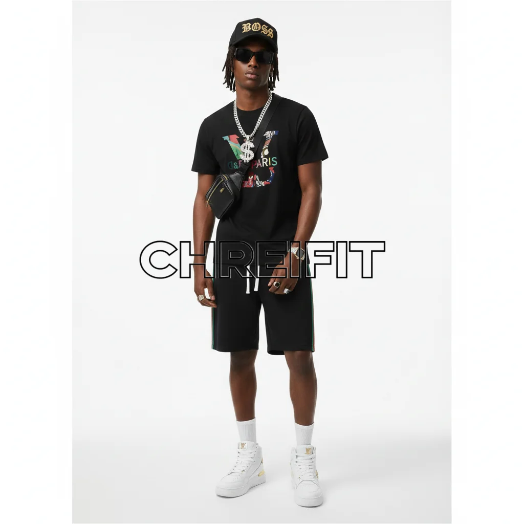 الرجال الموضة عادية تي شيرت و مجموعة تي شيرتات قصيرة للأطفال طباعة س الرقبة المحملة الرباط الرياضة السراويل الصيف العصرية رياضية الزي للرجال