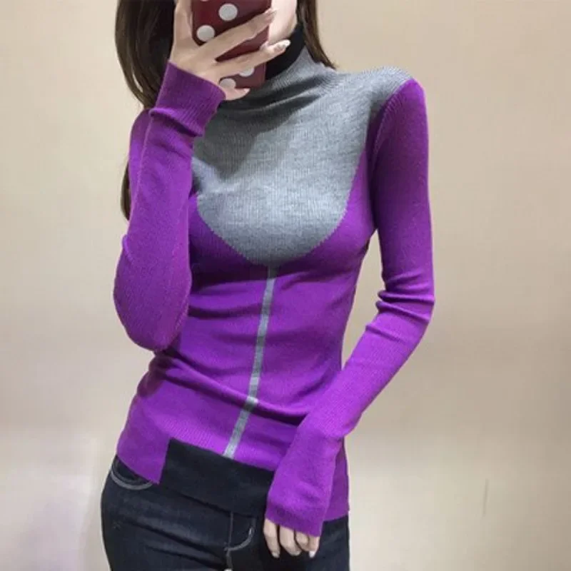 Turtleneck Knitted Sweaters for Women Fashion 2024 Autumn Female Pullover Basic Warm Attractive Youthful Trend Sale All Cheap