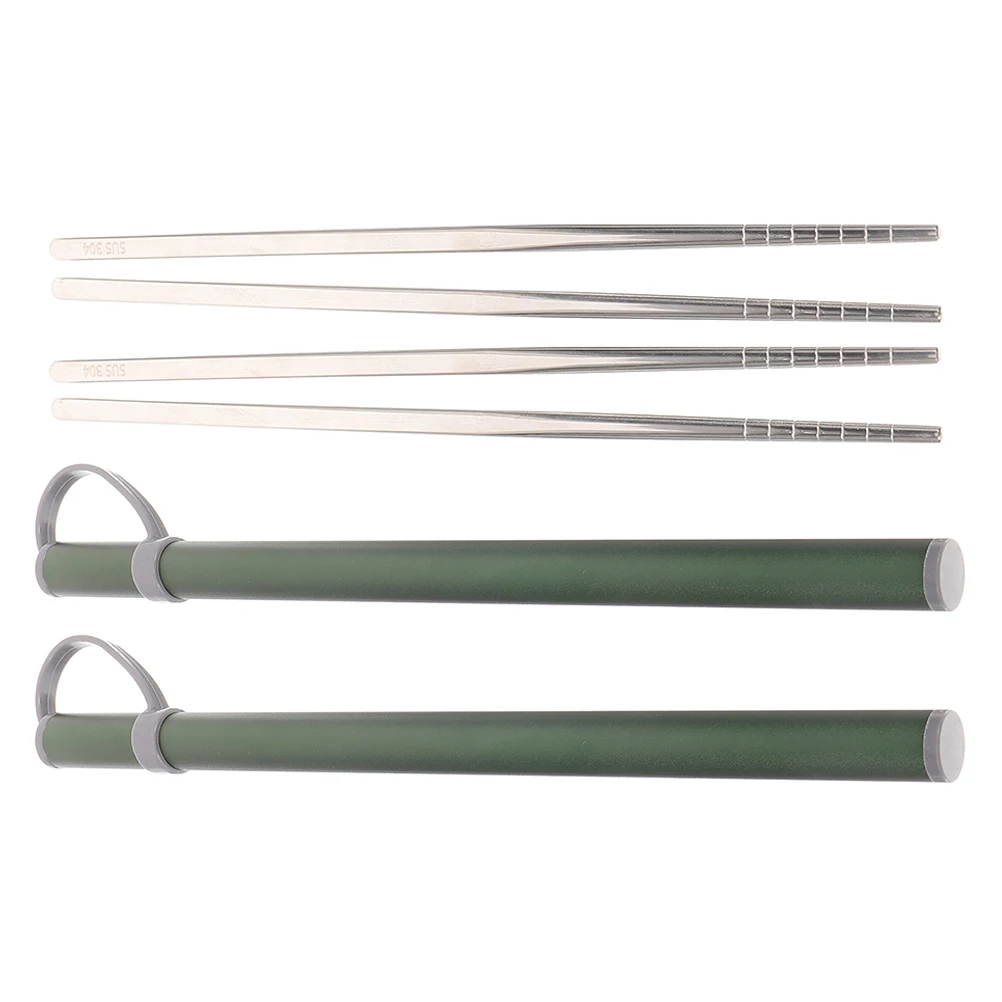 

2 Sets Outdoor Chopsticks Tableware Stainless Cooking Camping Asian Utensil
