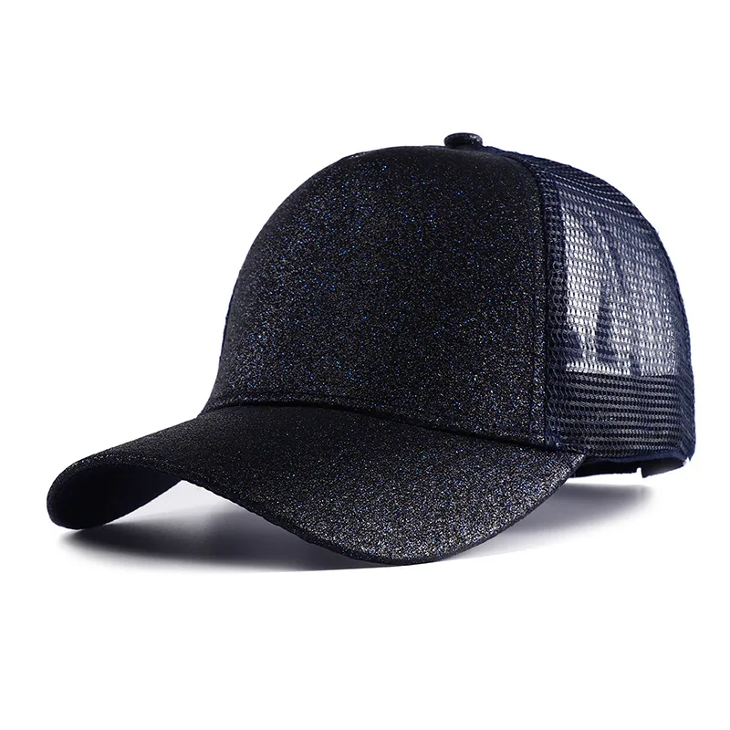 Casquette de Baseball à paillettes pour femmes, chapeau à rabat, décontracté, noir, blanc, rose, maille, camionneur, nouvelle collection été 2023