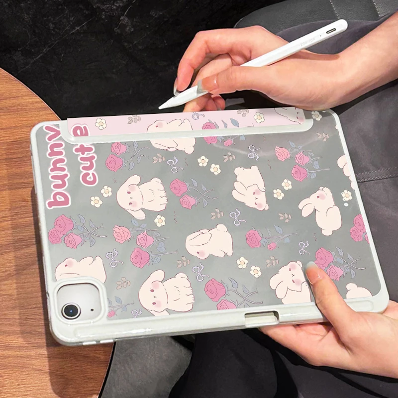 Cover portamatite Funda per IPad Air 6 custodia IPad 10th Gen Air 5th 4th 10.9 Pro11 2nd 3rd 4th IPad 10.2 7th 9th 8th Cute Rabbit