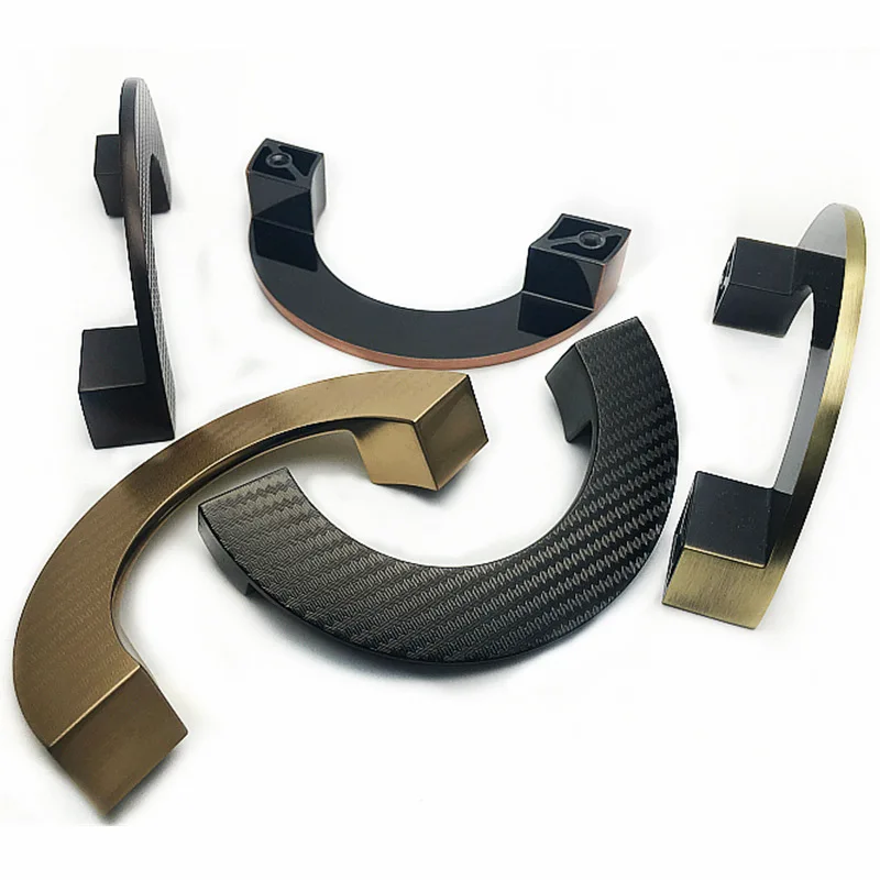 2Pcs Zinc Half Moon Semicircular Cabinet Pull Handle With Weaving Texture