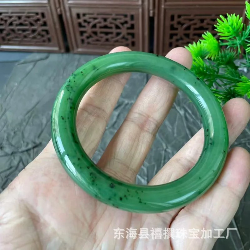 Natural Hetian Jade Russian Round Bracelet In Green Women