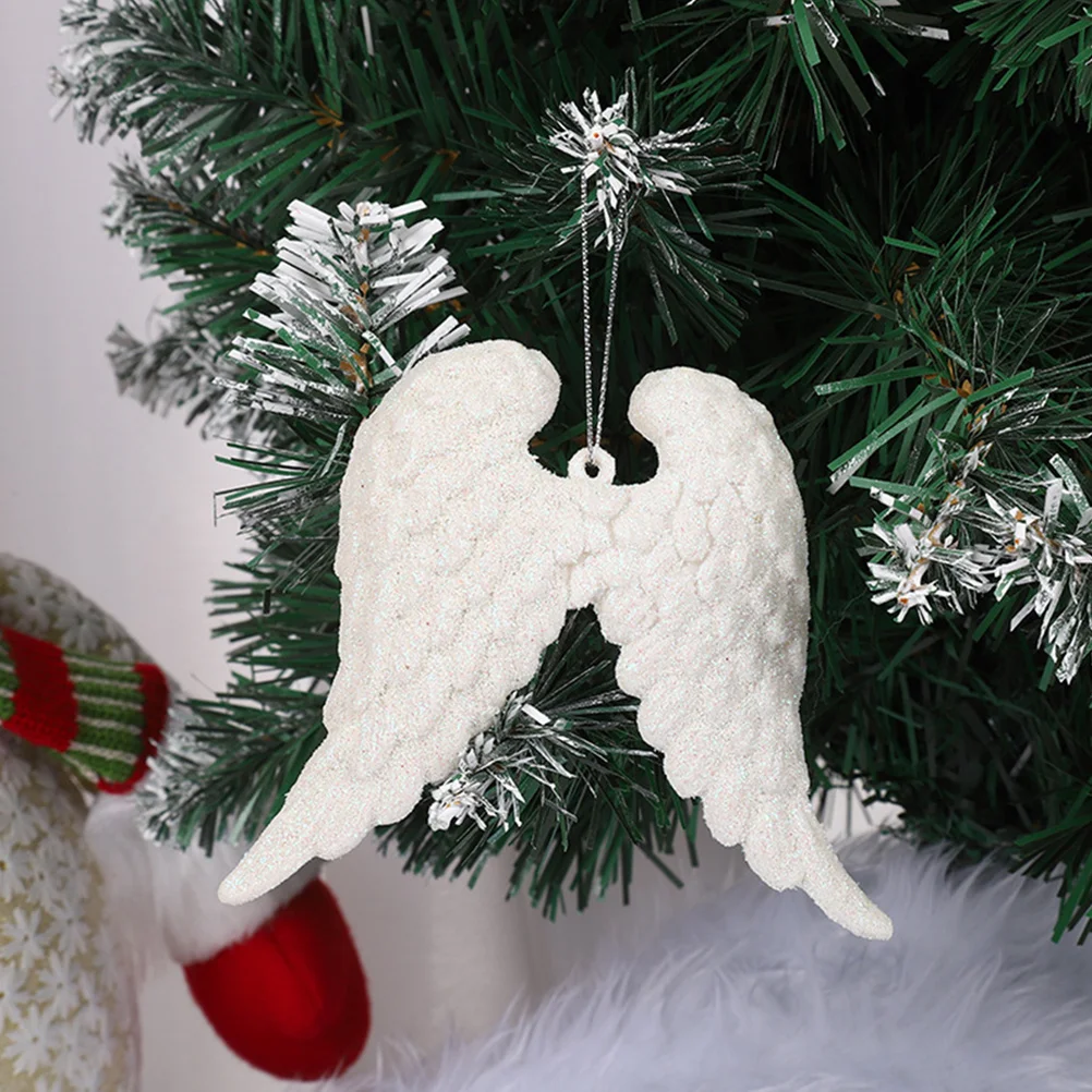 

6Pcs Angel Wing Ornaments for Tree Decor Holiday Party Xmas Hanging Craft DIY Decoration Set