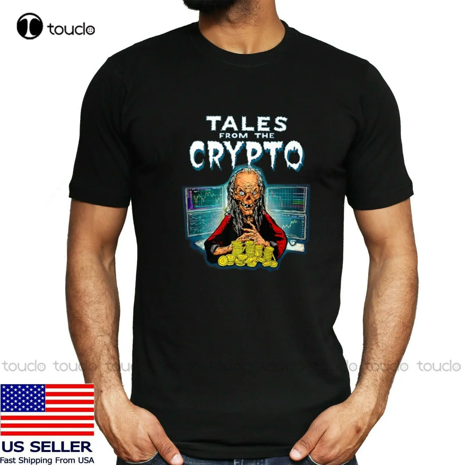 New Crypto Tales Funny Cryptocurrency Miner Comic Btc Coin Tee Premium T-Shirt Cotton T Shirt Tee  Size T Shirts Custom Gift