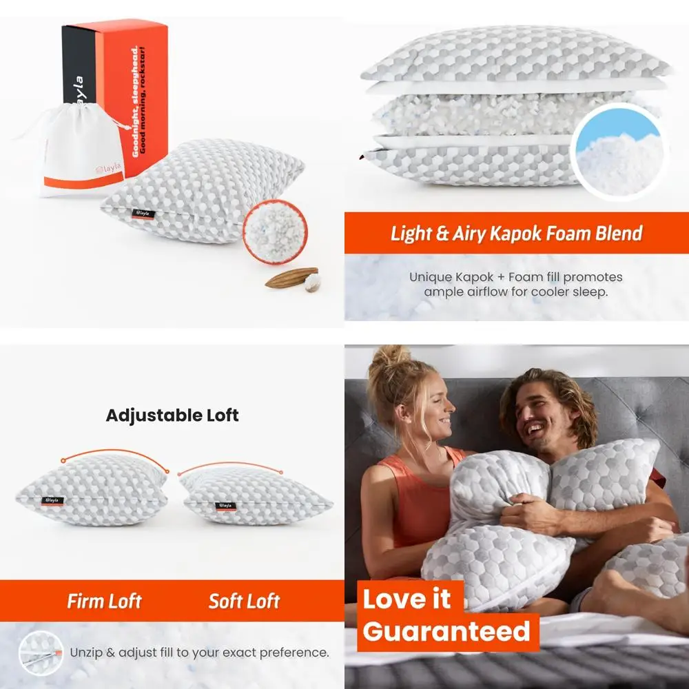 وسادة كابوك تبريد فاخرة من ليلى سليب - مقاس كوين، دعم قابل للتعديل للرأس والرقبة