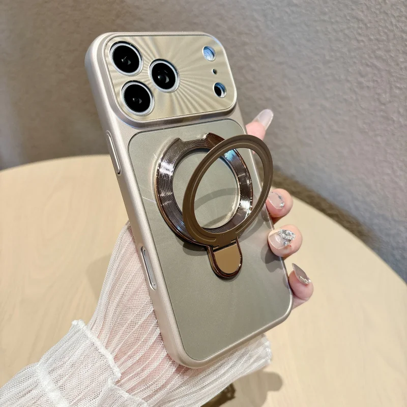 

Suitable for Apple 17 Pro max Laser Aurora Phone Case iPhone 16 P Magnetic Bracket 15 Protective Cover