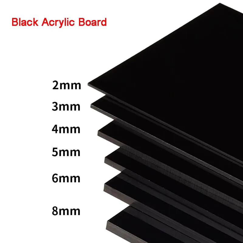 

1pcs Glossy Black Acrylic Sheet Board Organic Glass Polymethyl Methacrylate Thick 2mm-8mm 100*100 150*150 200*200 300*300mm