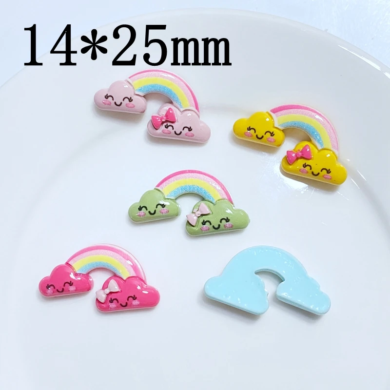 20pcs New Cute 14*25mm Resin Mini Rainbow Flat Back Cabochon Scrapbook Kawaii DIY Embellishments Accessories