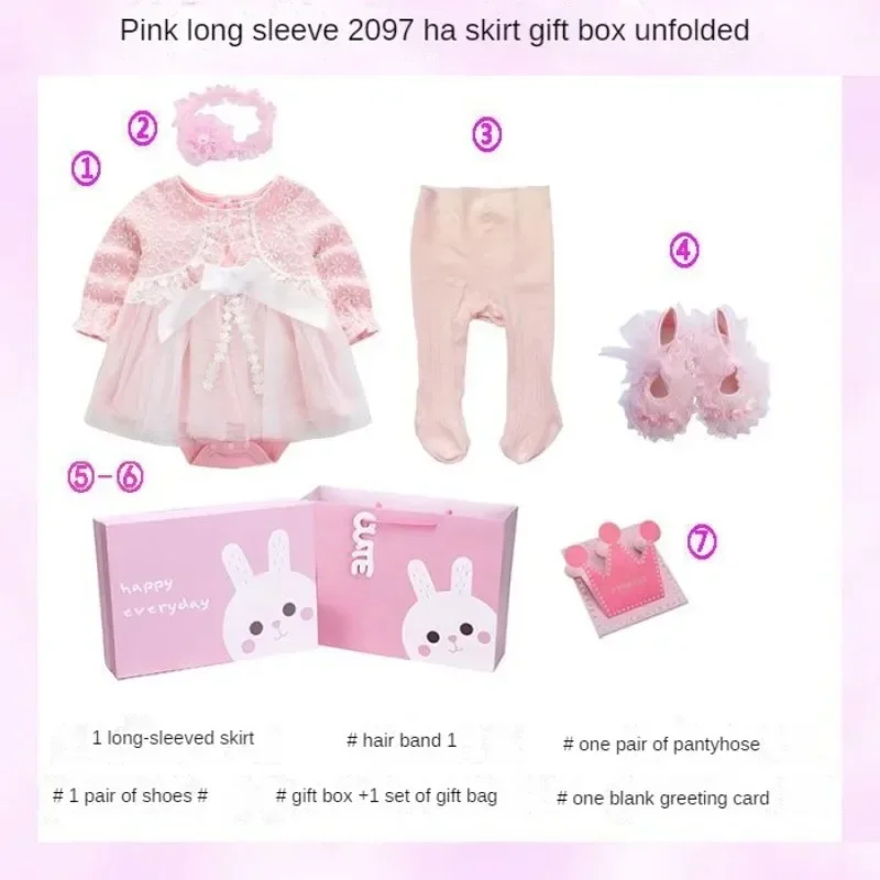 Cute Newborn Pink Jumpsuit Paired with Princess Skirt and Headband Set - Perfect Baby Girl Shower Gift Box