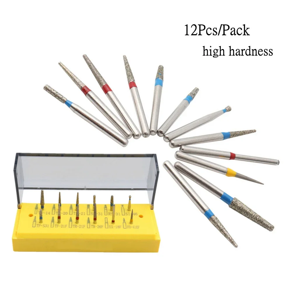 Dental Diamond Burs Drill Set, Alta Velocidade Odontologia Bur Bit, Moagem Odontológica, Materiais Cirúrgicos, Ferramentas De Polimento, Kit De Bur De Folheado