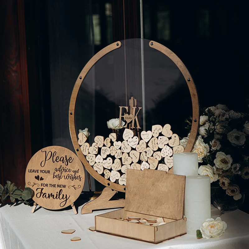Custom Wedding  Guest Book Sign Family Baby Shower Guestbook Alternative Wooden Wedding Decor Party Gift