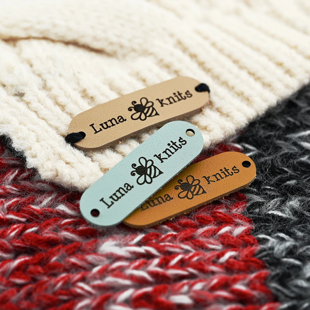 

Custom Leather Tags 15x50mm Laser Engraved Personalized Logo Text for DIY Crafts Clothing Bags Hats Gifts 1mm Thick Pre-Punched